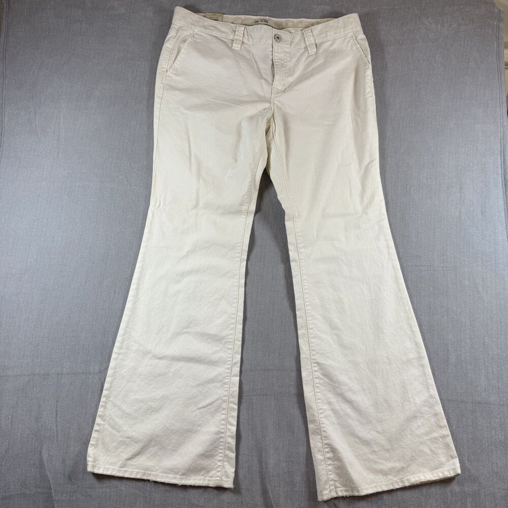 Y2K GAP Jeans Women's Off-White Original Flare Zip Solid Casual Pants Size 14REG
